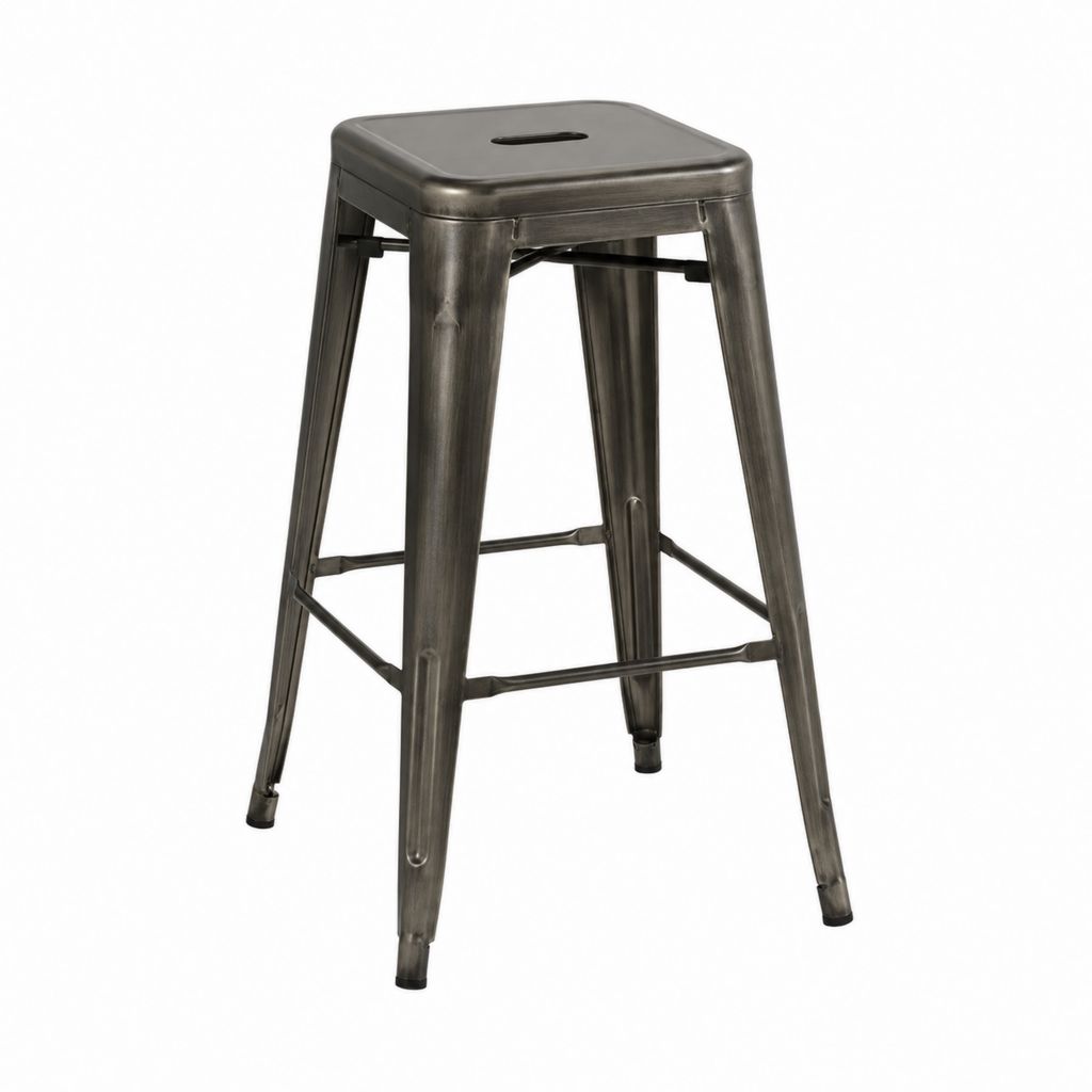 Tabouret de bar carré gris anthracite en acier 43 x 43 x 76 cm