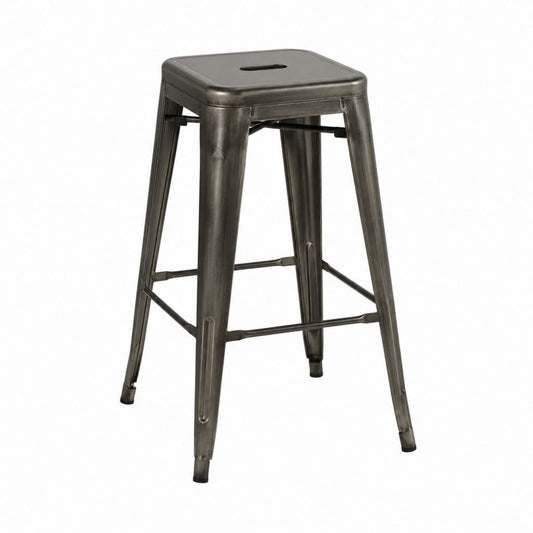 Tabouret de bar carré gris anthracite en acier 43 x 43 x 76 cm